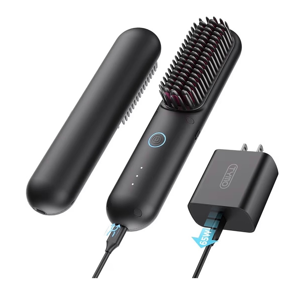 Black Hair Straightening Brush by TYMO porta pro